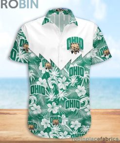 Ohio Bobcats NCAA Tropical Seamless Casual Button Down Shirts