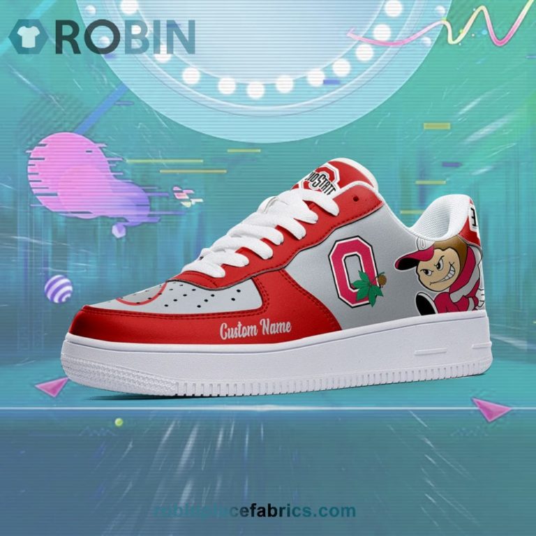 Ohio State Buckeyes Mascot Logo NCAA Custom Name Air Force 1 AF1 Shoes