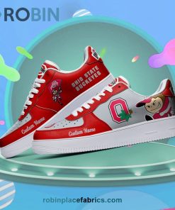 Ohio State Buckeyes Mascot Logo NCAA Custom Name Air Force 1 AF1 Shoes