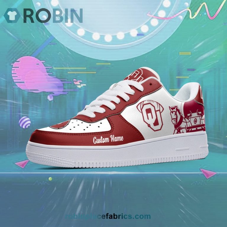 Oklahoma Sooners Mascot Logo NCAA Custom Name Air Force 1 AF1 Shoes
