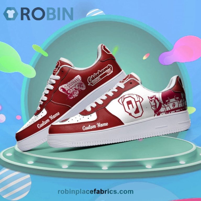 Oklahoma Sooners Mascot Logo NCAA Custom Name Air Force 1 AF1 Shoes ...