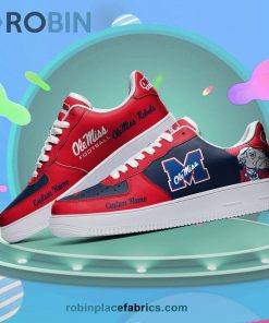 Ole Miss Rebels Mascot Logo NCAA Custom Name Air Force 1 AF1 Shoes Ole Miss Rebels Mascot Logo NCAA Custom Name Air Force 1 AF1 Shoes