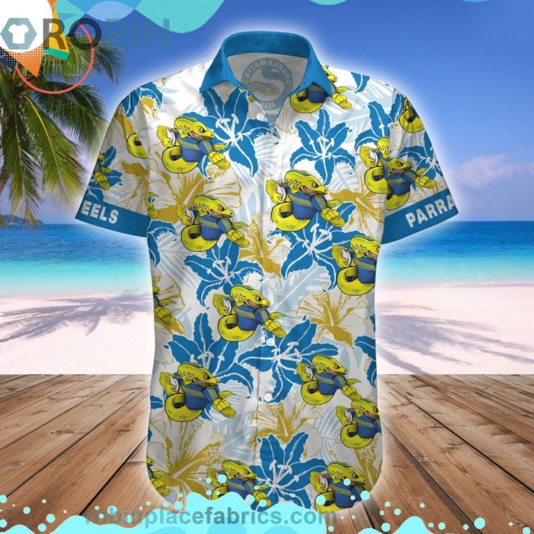 Parramatta Eels Mascot Short Sleeve Button Down Hawaiian Shirt