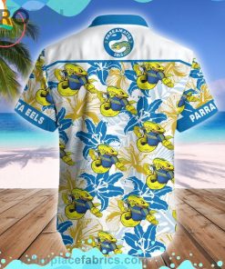 Parramatta Eels Mascot Short Sleeve Button Down Hawaiian Shirt