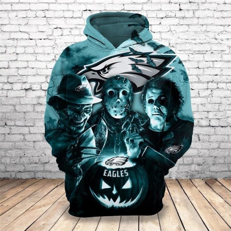 Philadelphia Eagles Hoodies All Over Print Halloween Horror Night Sweatshirt Pullover