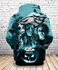 Philadelphia Eagles Hoodies All Over Print Halloween Horror Night Sweatshirt Pullover