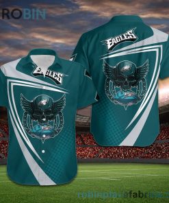 Philadelphia Eagles NFL Skull American Football Short Sleeve Button Down Hawaiian Shirt