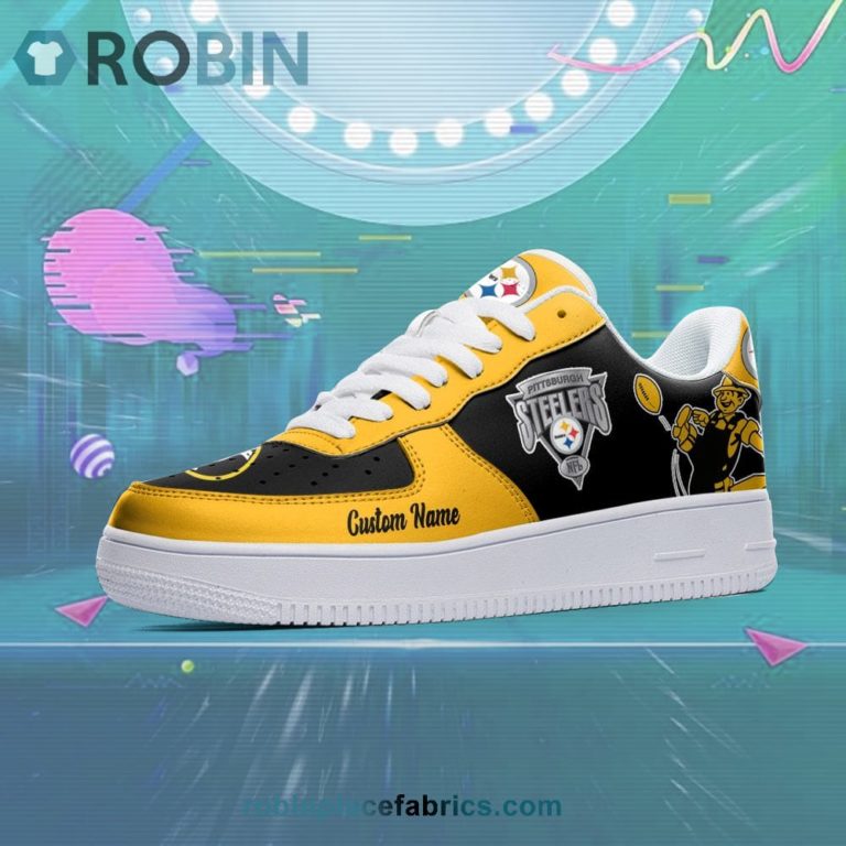 Pittsburgh Steelers Mascot Logo NFL Custom Name Air Force 1 AF1 Shoes