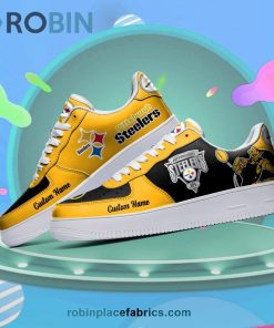 Pittsburgh Steelers Mascot Logo NFL Custom Name Air Force 1 AF1 Shoes