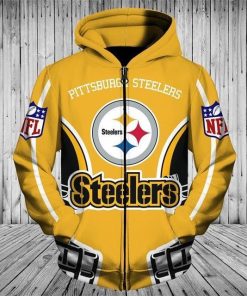 Price NFL Hoodies 3D Pittsburgh Steelers Zip up Hoodies Sweatshirt Pullover