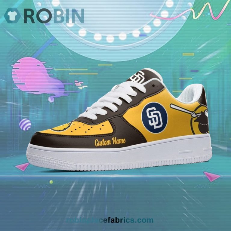 San Diego Padres Mascot Logo MLB Custom Name Air Force 1 AF1 Shoes