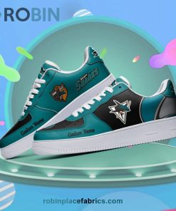 San Jose Sharks Mascot Logo NHL Custom Name Air Force 1 AF1 Shoes