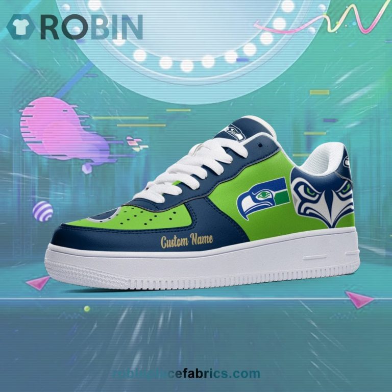Seattle Seahawks Mascot Logo NFL Custom Name Air Force 1 AF1 Shoes