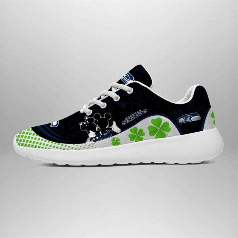 Seattle Seahawks Running Shoes Mickey Four Leaf Clovers