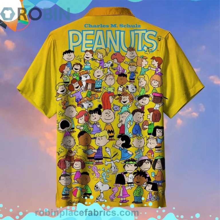 Snoopy Peanuts Cartoon Short Sleeve Button Down Hawaiian Shirt