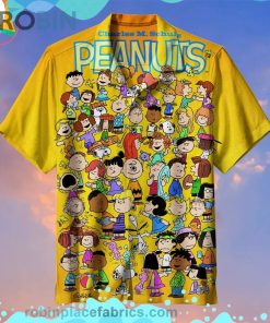 Snoopy Peanuts Cartoon Short Sleeve Button Down Hawaiian Shirt
