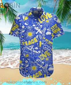 Stand With Ukraine Love Peace Stop War Ukraine Short Sleeve Button Down Hawaiian Shirt