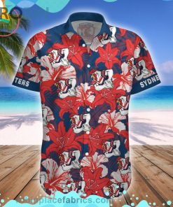Sydney Roosters Mascot Short Sleeve Button Down Hawaiian Shirt