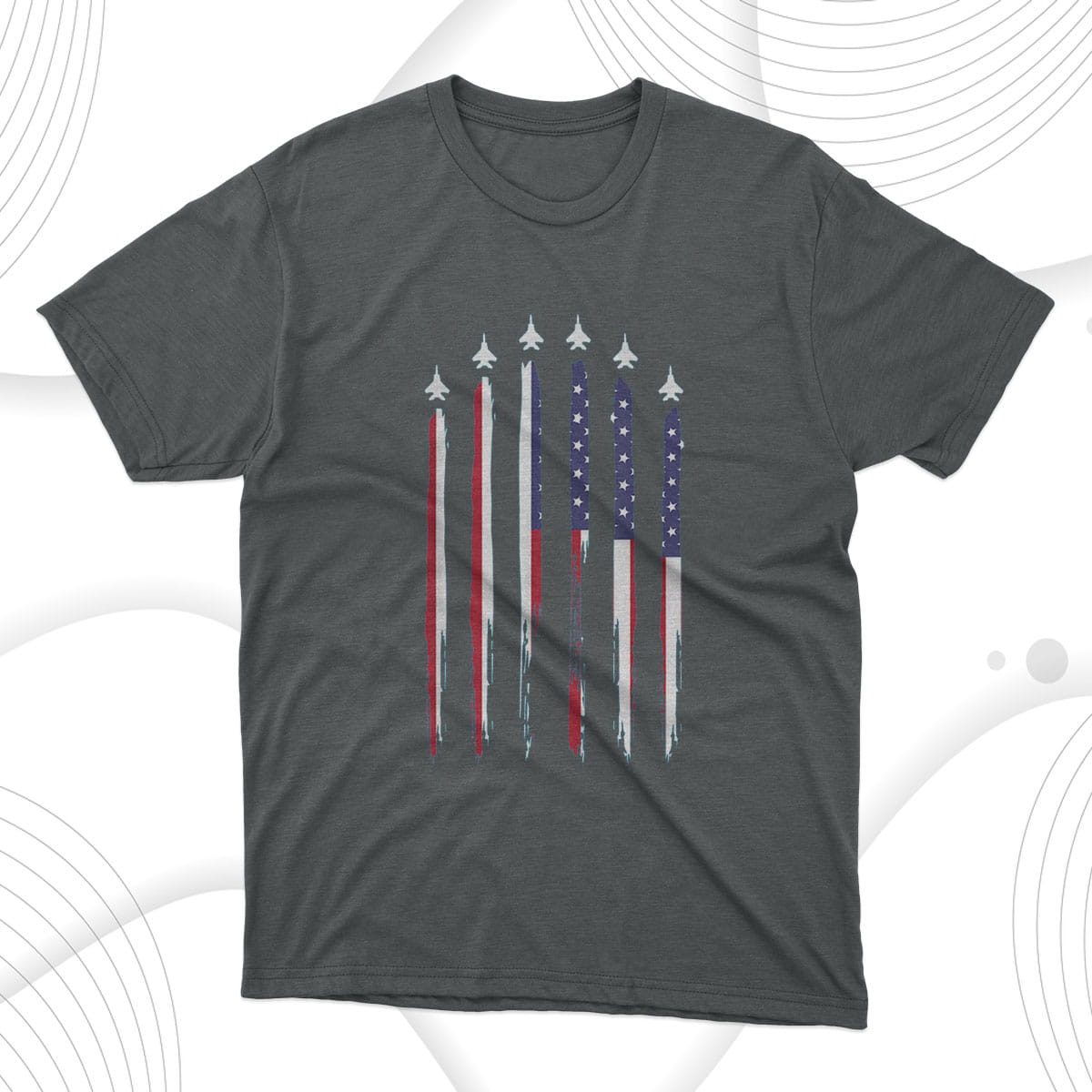 American Flag Usa Airplane Jet Fighter 4th Of July Patriotic T-Shirt ...