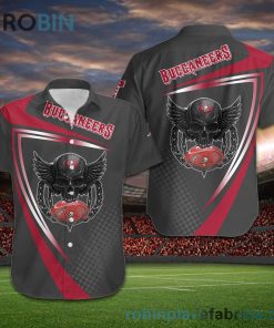 Tampa Bay Buccaneers NFL Skull American Football Short Sleeve Button Down Hawaiian Shirt