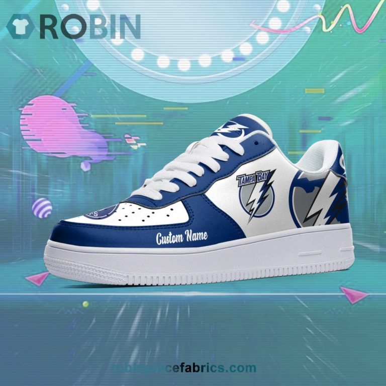 Tampa Bay Lightning Mascot Logo NHL Custom Name Air Force 1 AF1 Shoes