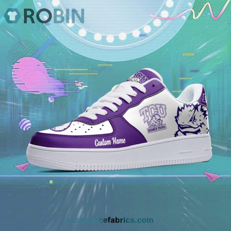 TCU Horned Frogs Mascot Logo NCAA Custom Name Air Force 1 AF1 Shoes