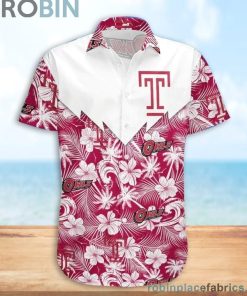 Temple Owls NCAA Tropical Seamless Casual Button Down Shirts