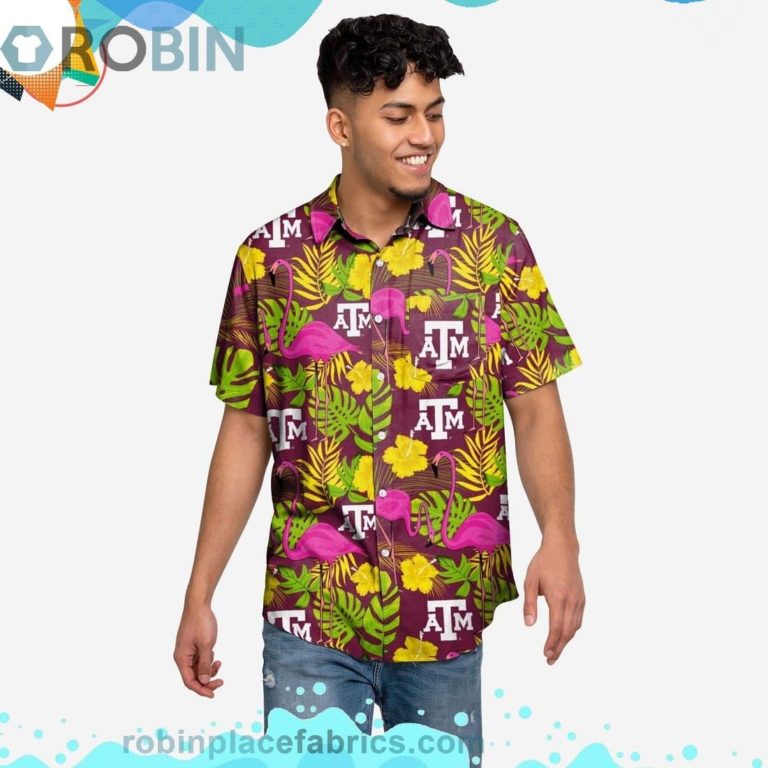 Texas A&ampm Aggies Highlight Short Sleeve Button Down Hawaiian Shirt