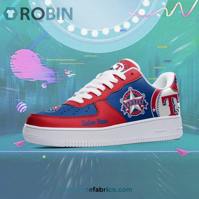 Texas Rangers Mascot Logo MLB Custom Name Air Force 1 AF1 Shoes