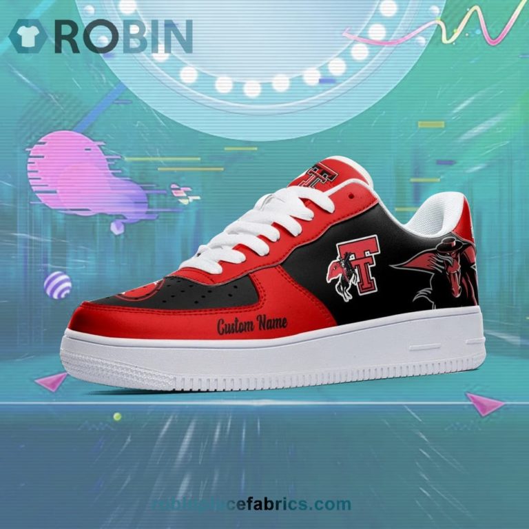 Texas Tech Red Raiders Mascot Logo NCAA Custom Name Air Force 1 AF1 Shoes