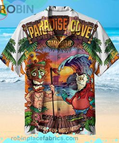 Tiki And Parrot Short Sleeve Button Down Hawaiian Shirt Tiki And Parrot Short Sleeve Button Down Hawaiian Shirt