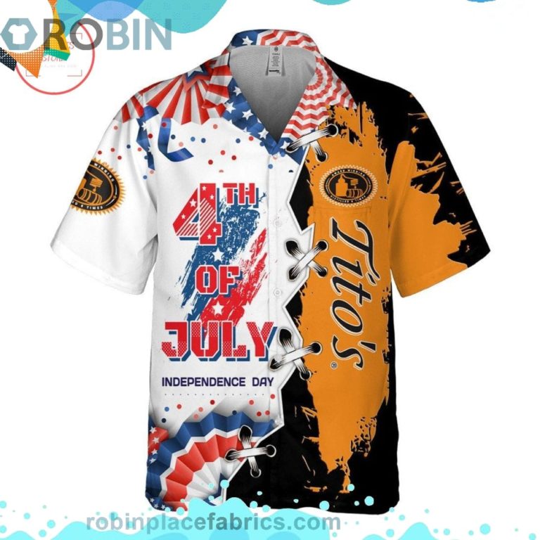 Tito’s 4th Of July Independence Day Short Sleeve Button Down Hawaiian Shirt