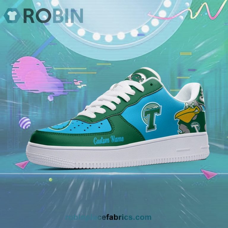 Tulane Green Wave Mascot Logo NCAA Custom Name Air Force 1 AF1 Shoes