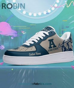 Utah State Aggies Mascot Logo NCAA Custom Name Air Force 1 AF1 Shoes Utah State Aggies Mascot Logo NCAA Custom Name Air Force 1 AF1 Shoes