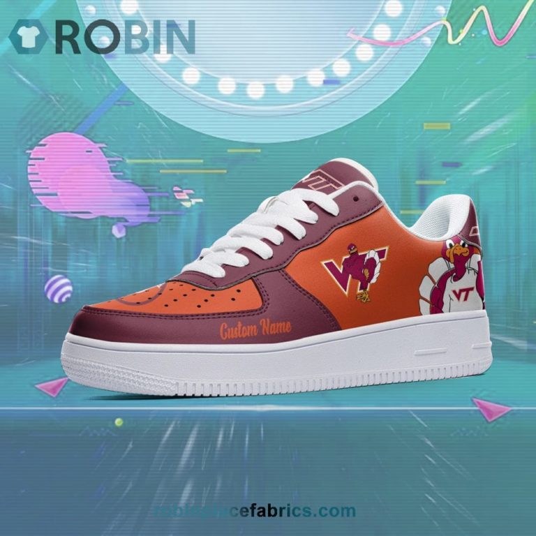 Virginia Tech Hokies Mascot Logo NCAA Custom Name Air Force 1 AF1 Shoes