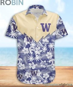 Washington Huskies NCAA Tropical Seamless Casual Button Down Shirts Washington Huskies NCAA Tropical Seamless Casual Button Down Shirts