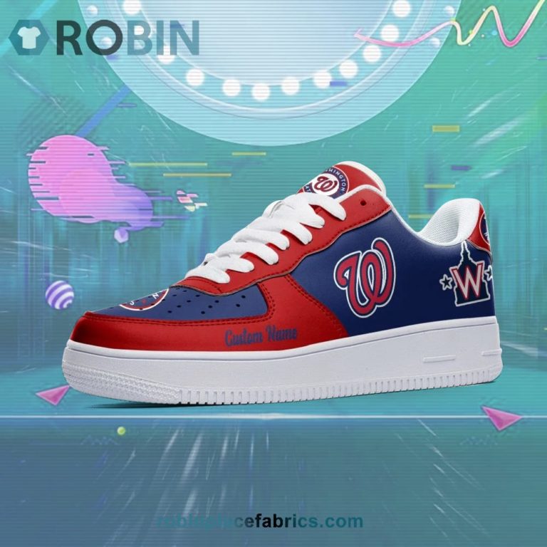 Washington Nationals Mascot Logo MLB Custom Name Air Force 1 AF1 Shoes