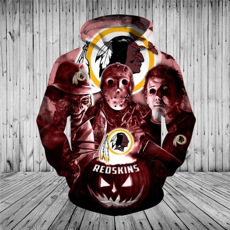 Washington Redskins Hoodies 3D Halloween Horror Night Sweatshirt Pullover