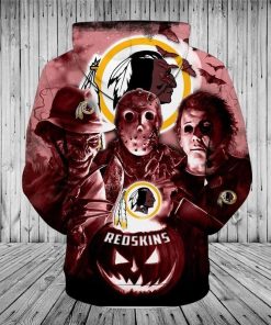 Washington Redskins Hoodies 3D Halloween Horror Night Sweatshirt Pullover