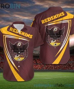 Washington Redskins NFL Skull American Football Short Sleeve Button Down Hawaiian Shirt