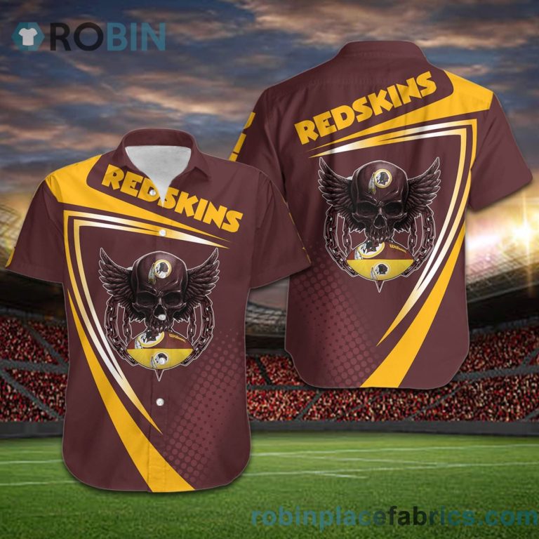 Washington Redskins NFL Skull American Football Short Sleeve Button Down Hawaiian Shirt