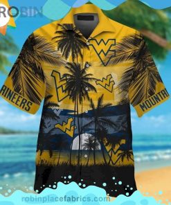 West Virginia Mountaineers Tropical Short Sleeve Button Down Hawaiian Shirt