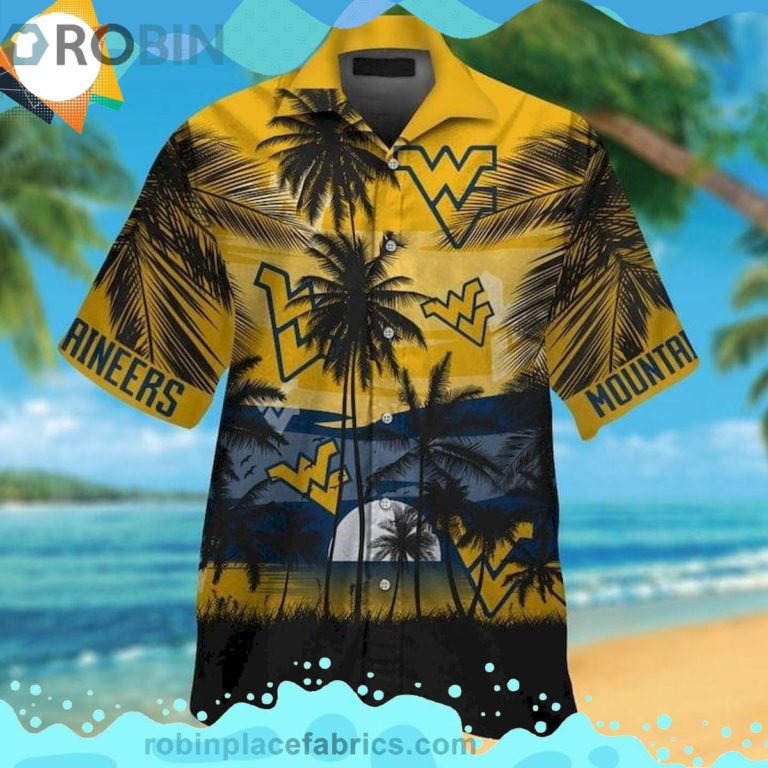 West Virginia Mountaineers Tropical Short Sleeve Button Down Hawaiian Shirt