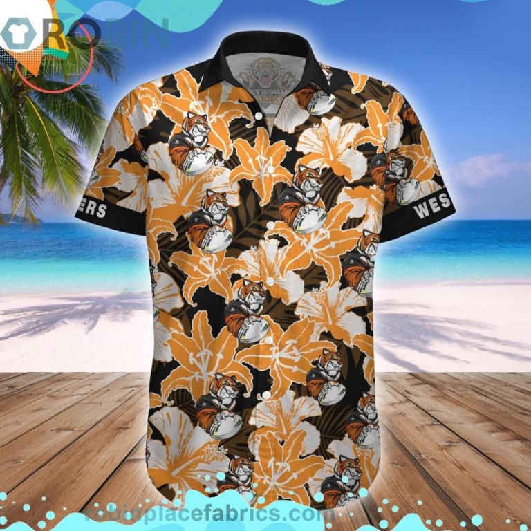 Wests Tigers Mascot Short Sleeve Button Down Hawaiian Shirt