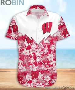 Wisconsin Badgers NCAA Tropical Seamless Casual Button Down Shirts