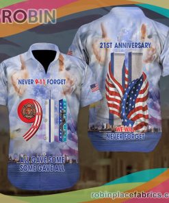 911 We Will Never Forget Firefighter EMT Casual Button Down Hawaiian Shirt 21St Anniversary All Gave Some
