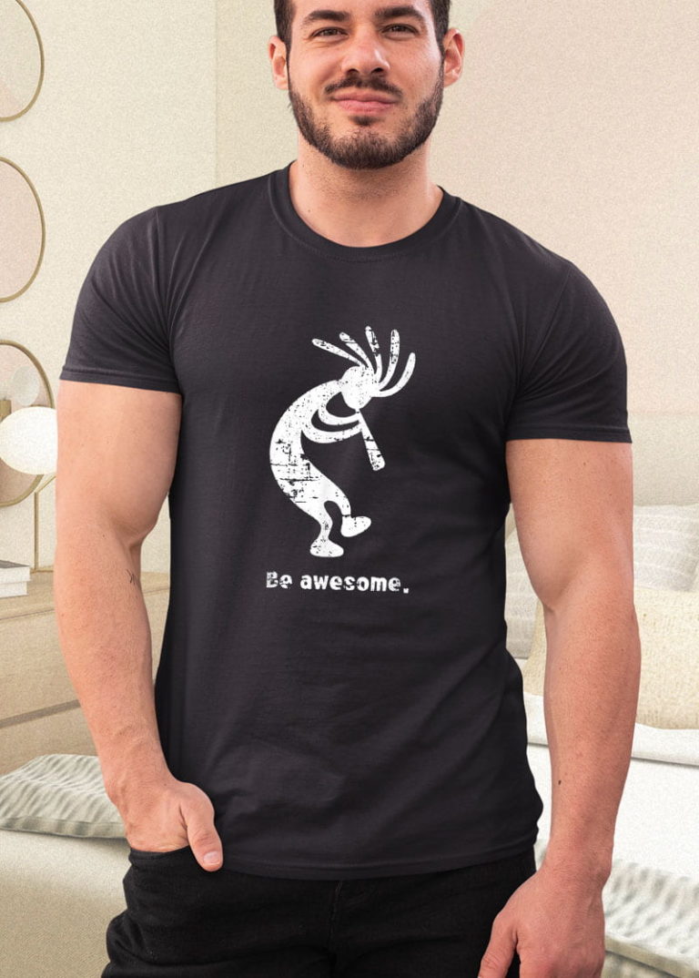 Be Awesome Dancing Kokopelli Southwestern Distressed Design Shirt