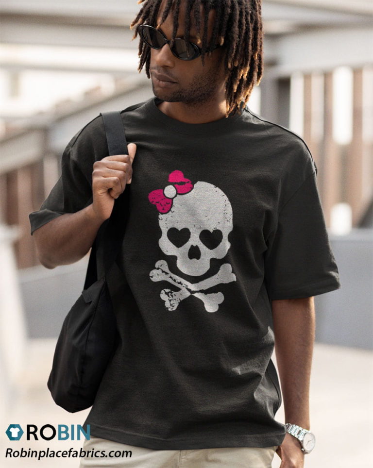 Cute Skull and Cross bone Pink Bow Tie Women Girls Adorable Shirt