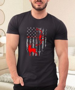 a t shirt black deer hunting american flag bow hunting WoXEB