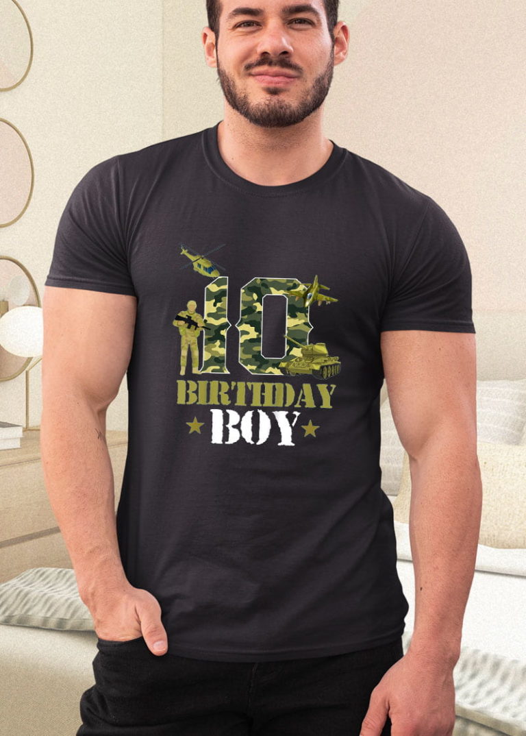Kids 10th Birthday Military Themed Camo Boys 10 Yrs Old Soldier Shirt